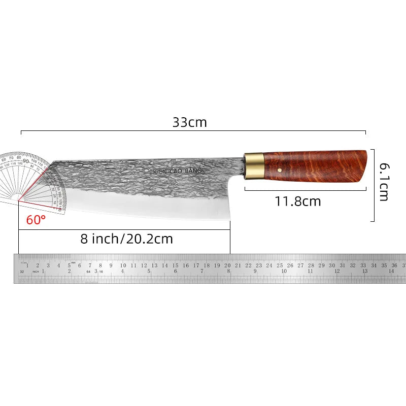 XUAN FENG Hand Forged Chef's Knife – D2 Steel, Wood Handle Chef's Knife Axl