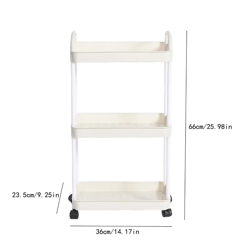 3/4-Tier Rolling Storage Cart with Lockable Wheels | Kitchen & Bath Rolling Storage Cart Axl