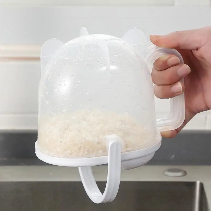 Rice Strainer Bowl with Lid & Handle – Grain & Bean Washer Kitchen Strainer Bowl Axl