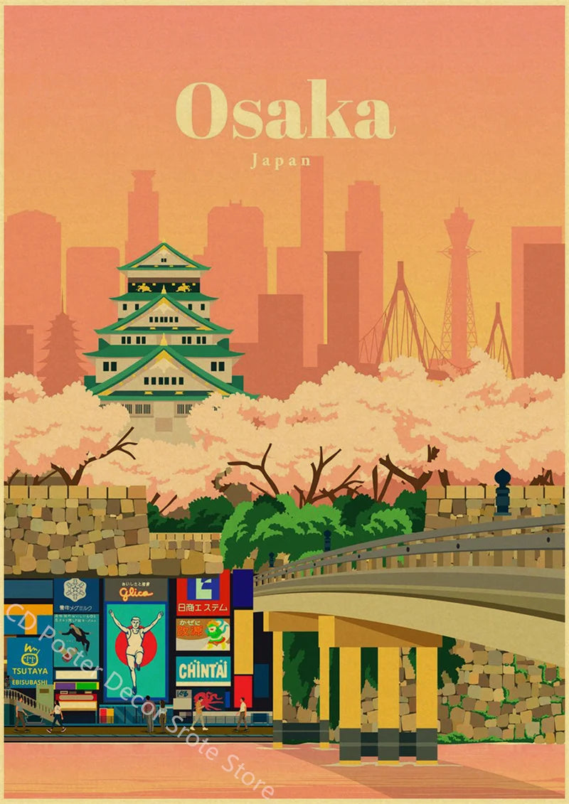 World Cities Retro Travel Poster – Rome Paris Sydney Dubai Art Travel Wall Poster Axl 39 A3 16.5x11.8inch