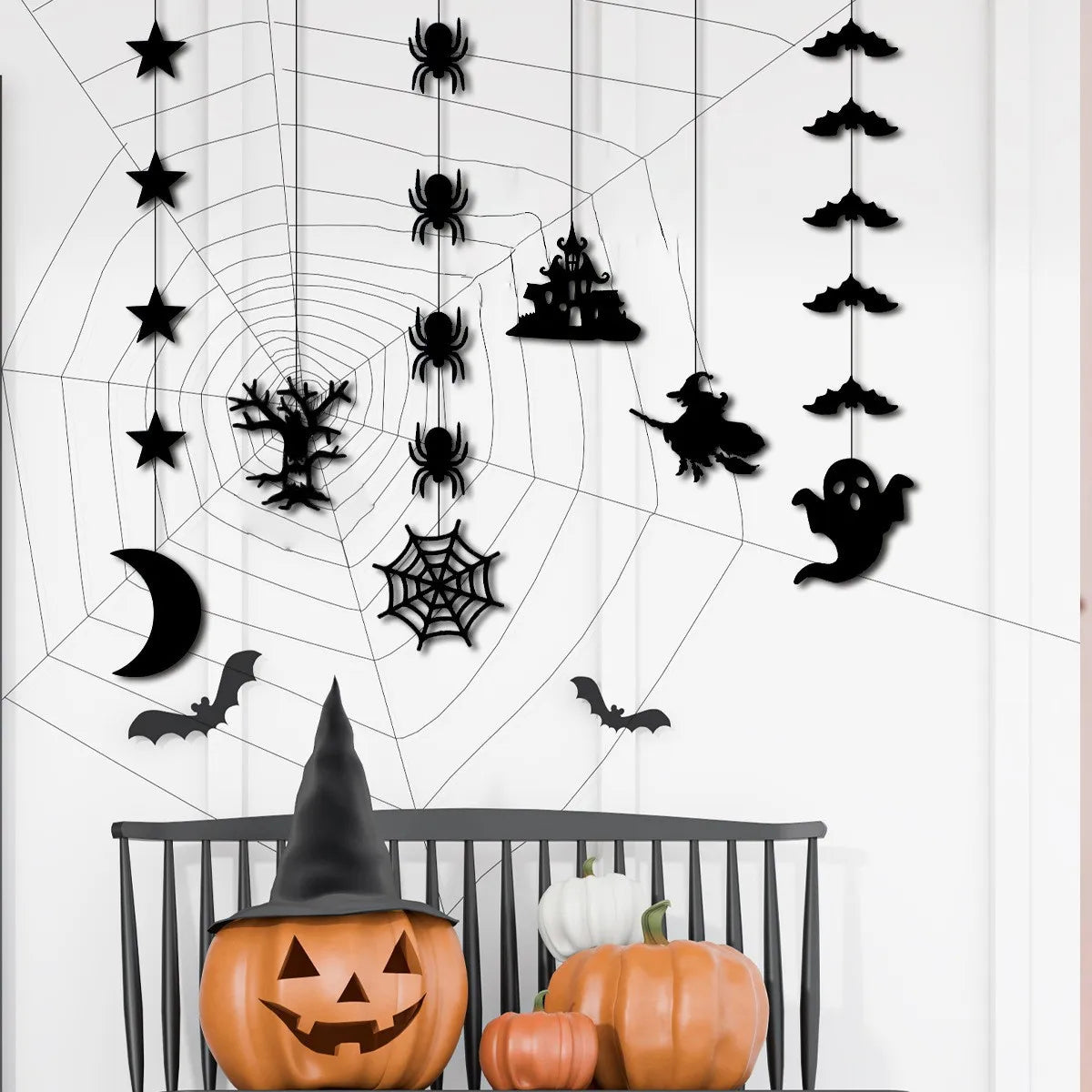 6-Piece Halloween Ghost & Witch Hanging Pendant Decorations Halloween Hanging Decor Axl