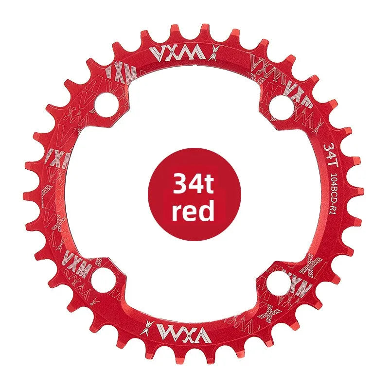 VXM 104BCD Narrow Wide MTB Chainring 32T–42T CNC Aluminum 1x MTB Chainring Axl 34T-Red 104BCD