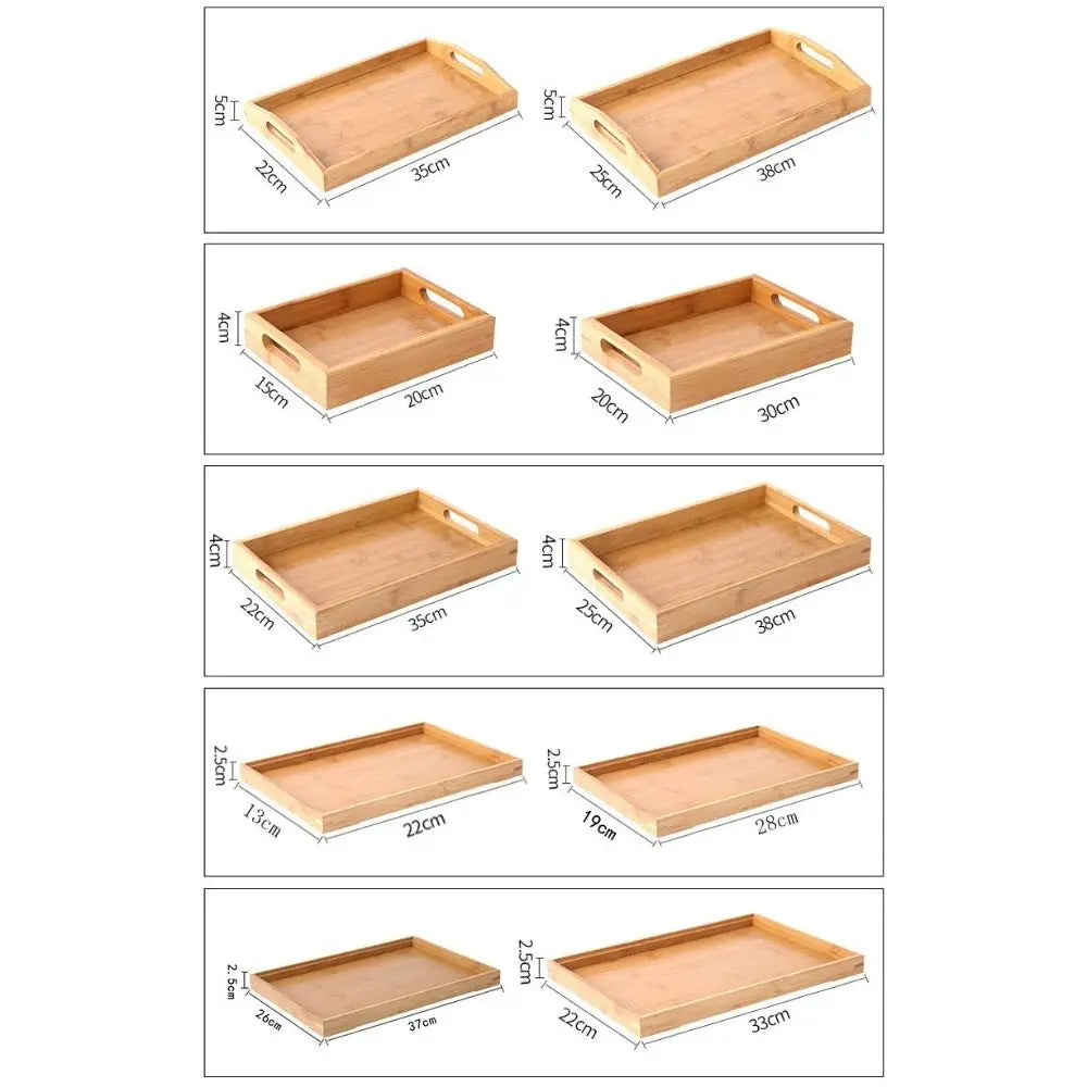 Retro Bamboo Storage Tray Organizer – Coffee Table & Tea Tray Bamboo Serving Tray Axl
