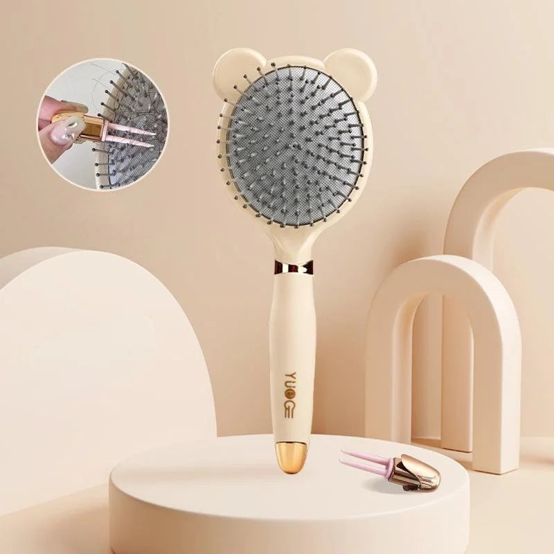 Cute Air Cushion Hair Brush – Antistatic Massage Comb & Cleaner Hair Brush Comb Axl black