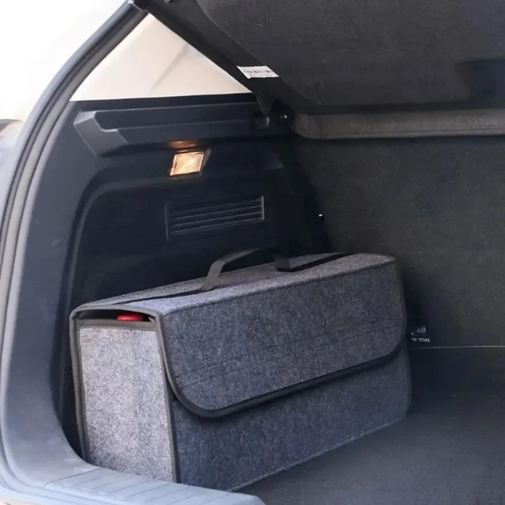 Gray Felt Car Trunk Organizer – Anti-Slip Compartment Box Car Trunk Organizer Axl