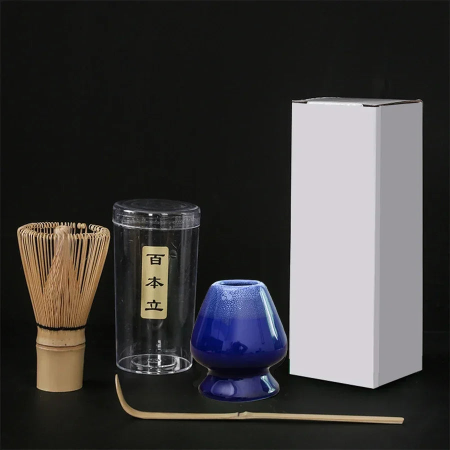 3-Piece Bamboo Matcha Set – Whisk, Scoop & Stand | Tea Kit Matcha Tea Set Axl Kiln to Blue 3pcs
