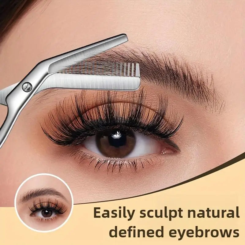 Stainless Steel Eyebrow Scissors with Comb – Precision Grooming Eyebrow Grooming Scissors Axl