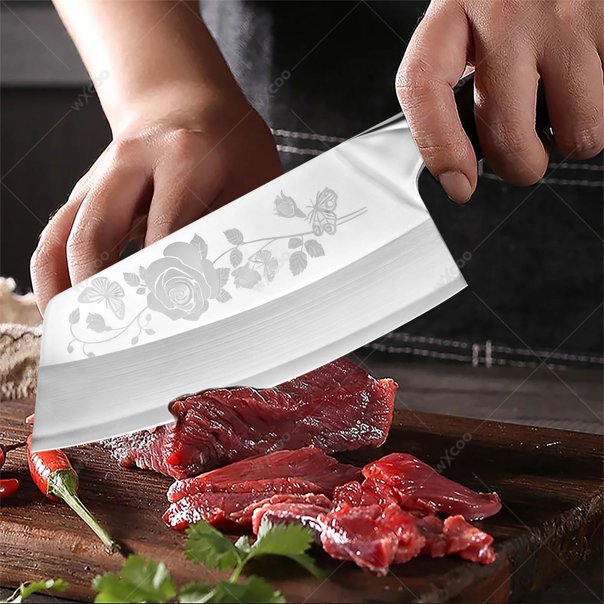 WXCOO 7.8" Chinese Cleaver | 5Cr15 Steel Chef & Butcher Knife Chinese Cleaver Knife Axl