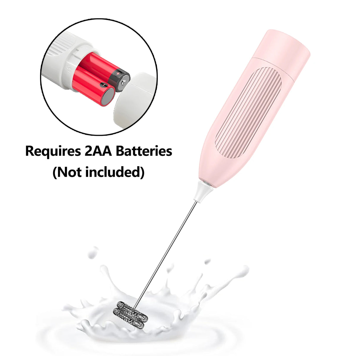 Handheld Milk Frother – Battery Operated Whisk & Foam Mixer Milk Frother Wand Axl Pink