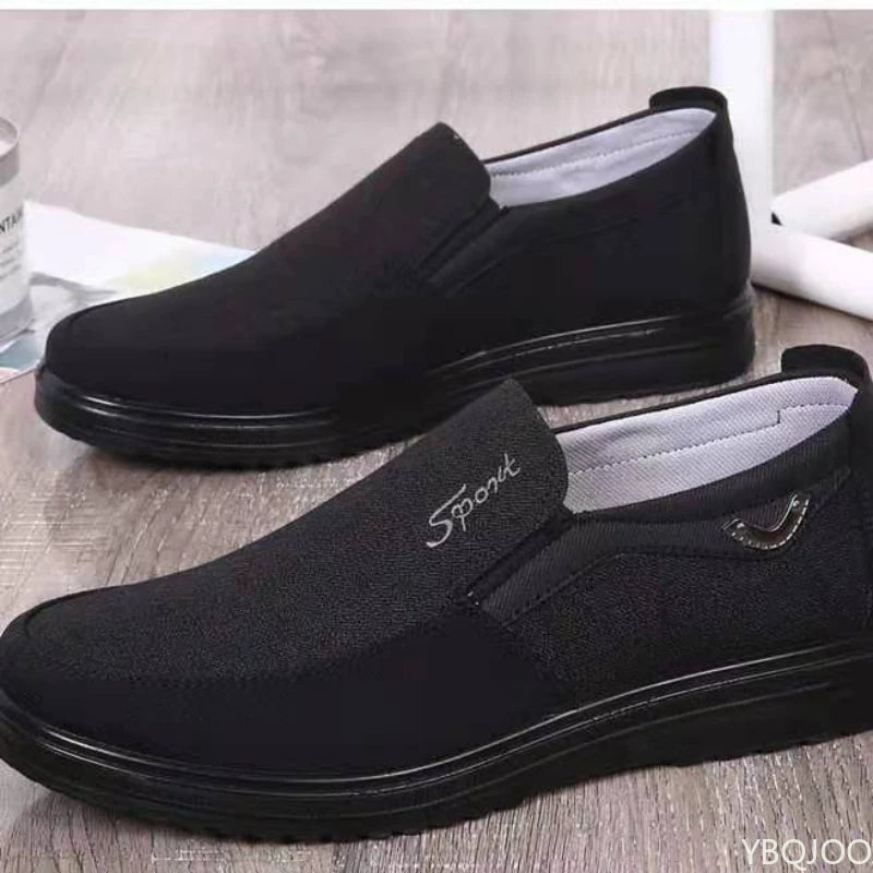 YBQJOO Men's Slip-On Casual Flat Shoes – Lightweight Non-Slip Men's Casual Shoes Axl black 38