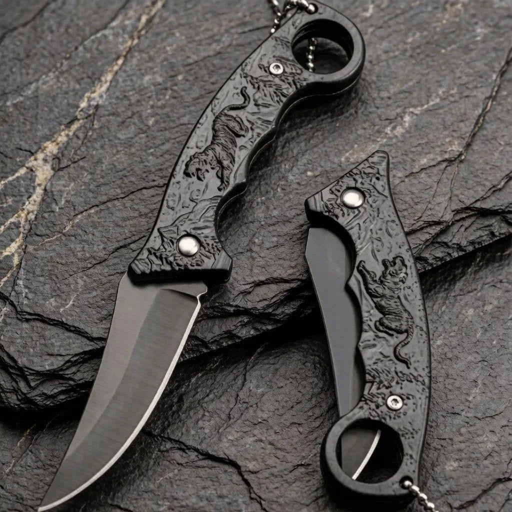 Folding Pocket Knife – Steel Blade Tiger Motif Handle EDC Folding Pocket Knife Axl