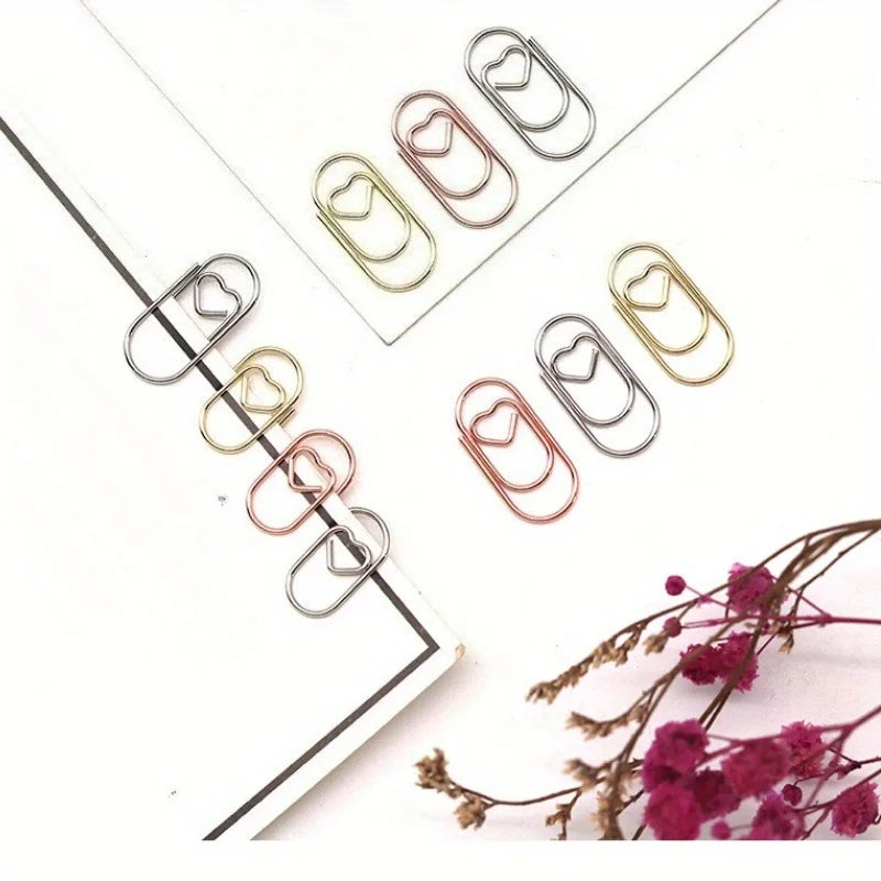 100 Pcs Mini Heart Shaped Paper Clips – Cute Decorative Clips Decorative Paper Clips Axl