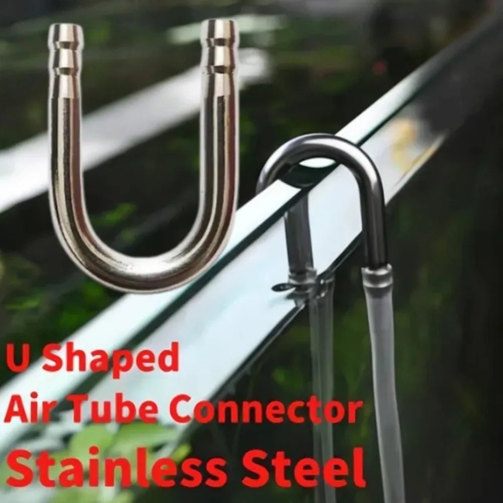 U-Shape Stainless Steel Aquarium CO2 & Air Tube Connector Aquarium Tube Connector Axl