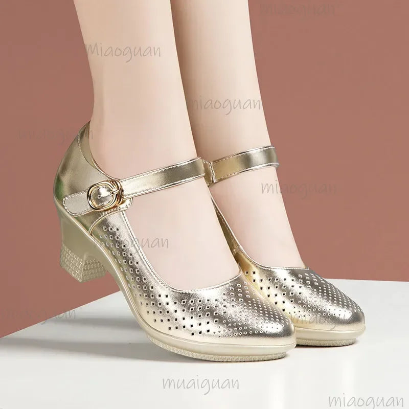 Women's Cutout Block Heel Mary Jane Sandals | Sizes 34–46 Block Heel Sandals Axl