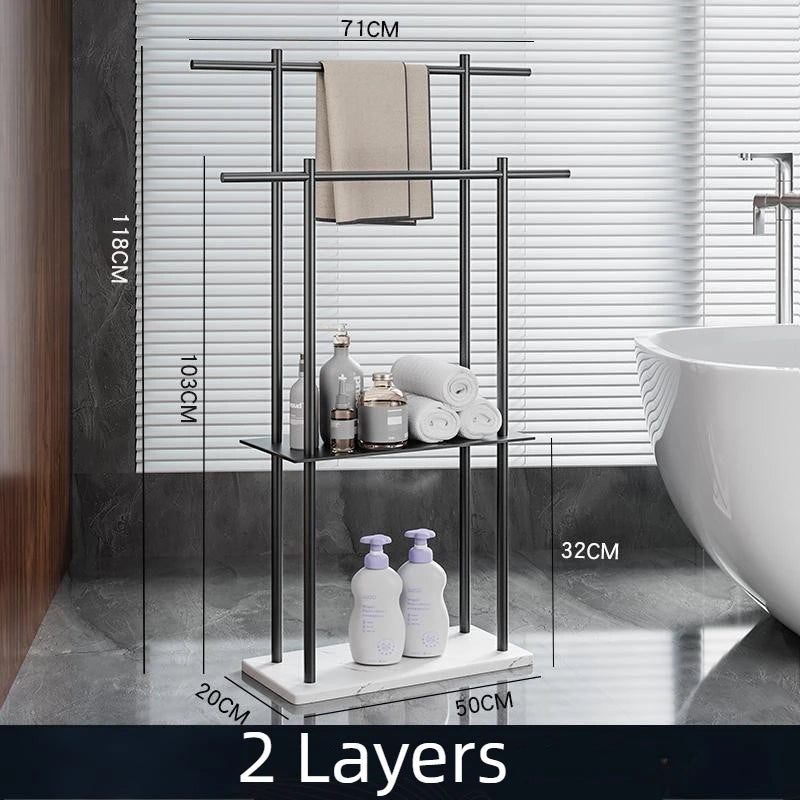 Marble Floor Towel Rack – Modern Double Standing Holder Floor Towel Rack Axl Gray-White Base