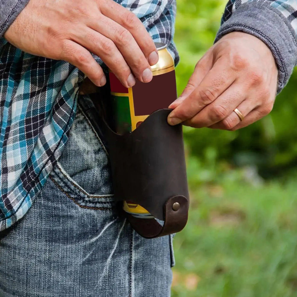 PU Leather Beer Belt Holster – Waterproof Bottle Holder for Men Belt Bottle Holster Axl