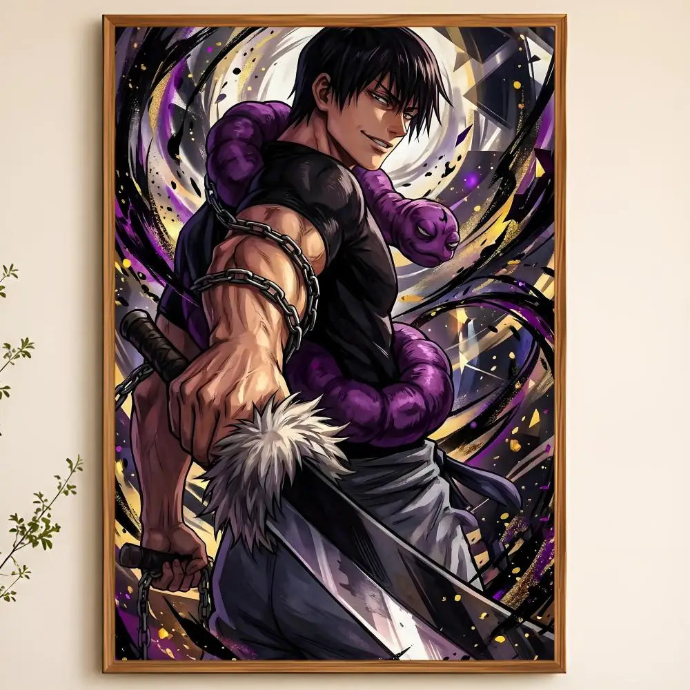 Fushiguro Toji Anime Wall Poster – Self-Adhesive HD Art Print Anime Wall Poster Axl White02 50X70cmNoframe