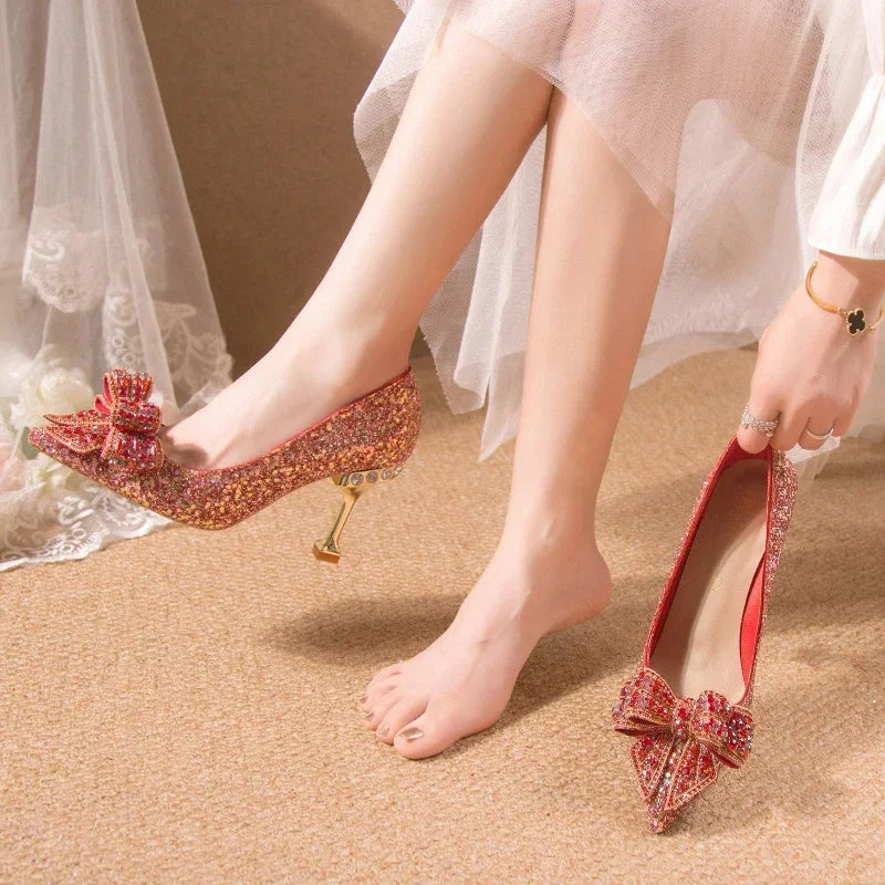 Women's Rhinestone High Heel Pumps | Luxury Wedding Shoes High Heel Pumps Axl