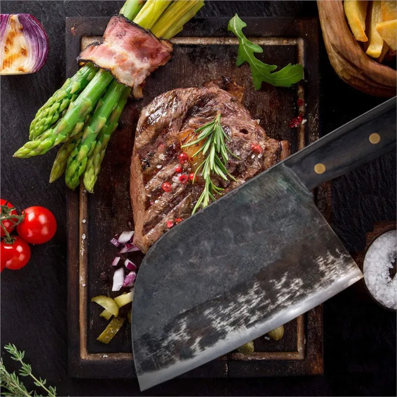 Full Tang Forged Chef Knife – 440C Steel Cleaver & Slicer Kitchen Chef Knife Axl