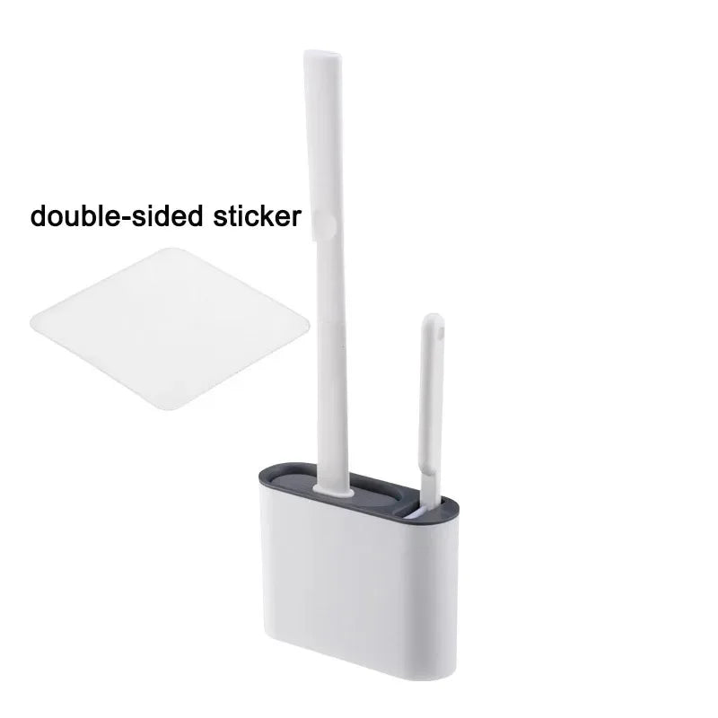 Wall Mount Silicone Toilet Brush & Holder – Long Handle Toilet Brush Set Axl