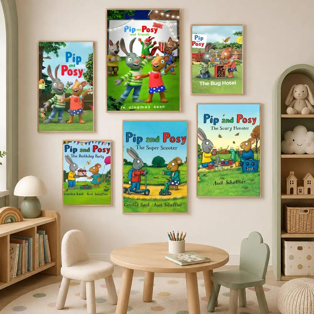 P-Pip & Posy Self-Stick HD PVC Wall Art Poster | Waterproof Wall Art Poster Axl