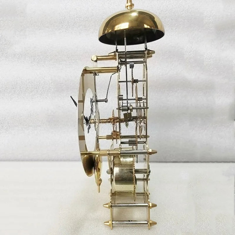 Retro Mechanical Desk Clock – Luxury Gold Metal Tabletop Clock Mechanical Desk Clock Axl