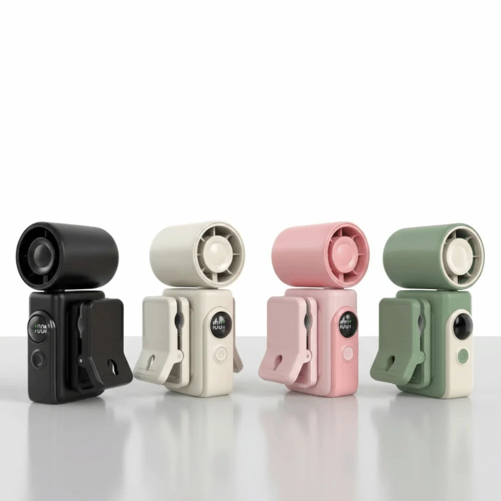 Clip-On Mini Fan – LED Display, 4 Speeds, USB Rechargeable Personal Clip-On Fan Axl
