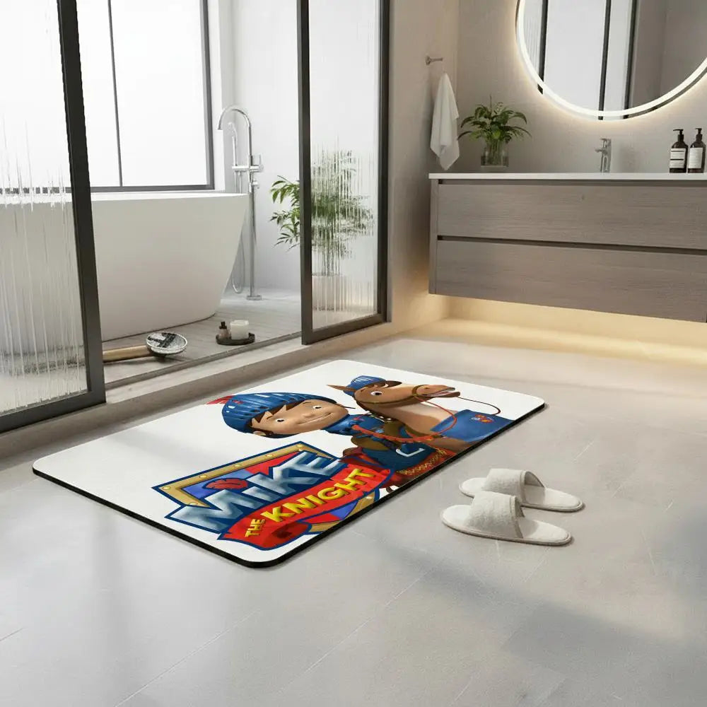 Cartoon Knight Diatomite Bath Mat – Quick Dry & Non-Slip Diatomite Bath Mat Axl