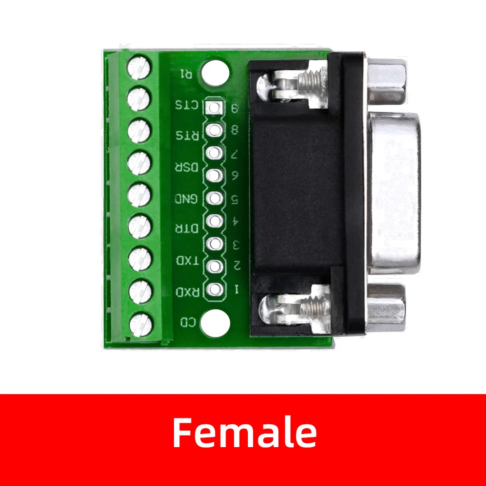 DB9 RS232 9-Pin Solderless Breakout Board Terminal Adapter Serial Breakout Adapter Axl Female