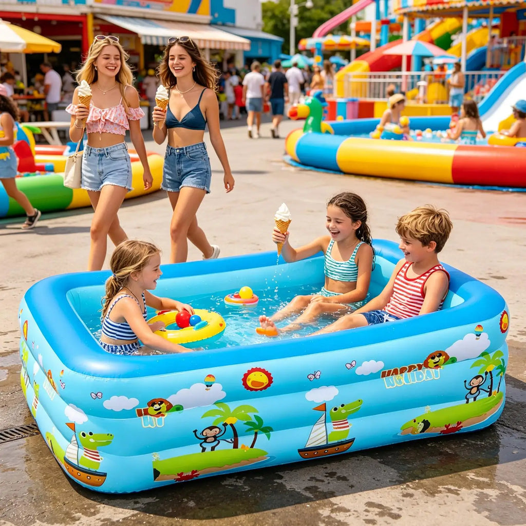 Inflatable Kids Pool – Large UV-Resistant Foldable Square Pool Inflatable Swimming Pool Axl
