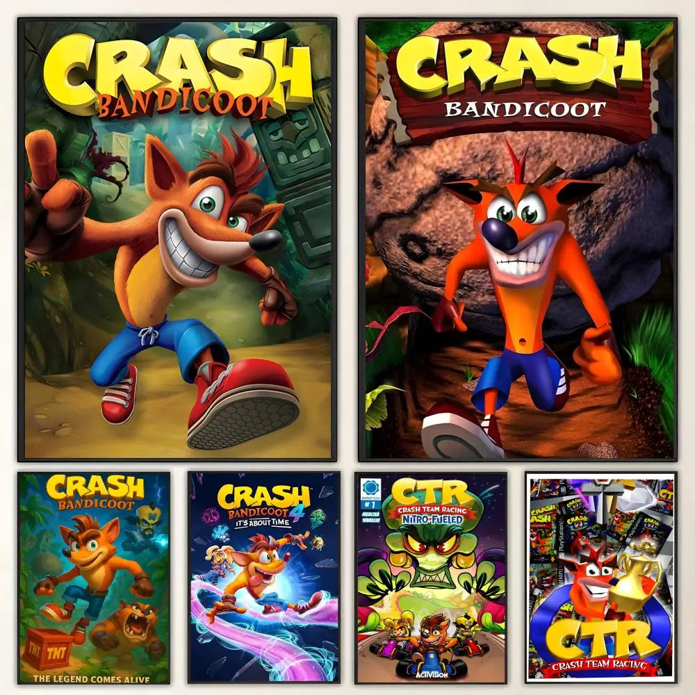 Crash Bandicoot Game Poster – HD Waterproof Wall Art Decor Wall Art Poster Axl