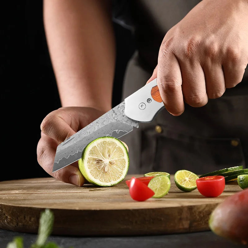 Damascus Steel Boning Knife – 8.5" Wood Handle | InLeung Damascus Kitchen Knife Axl