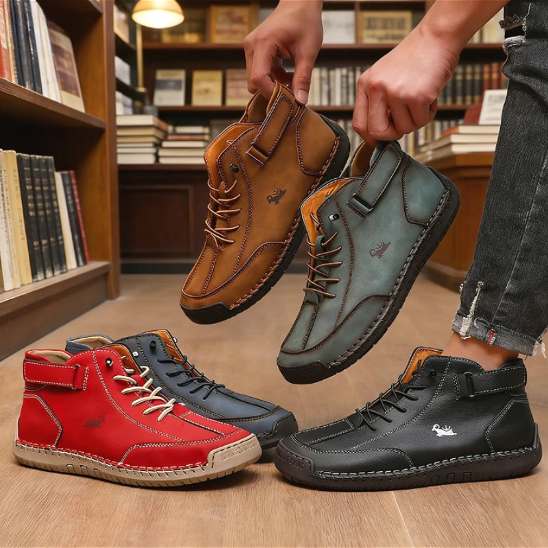 ZULIWAGN Men's Vintage Leather Lace-Up Casual Shoes | Non-Slip Men's Casual Shoes Axl