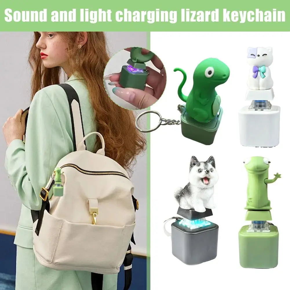 Lizard Fidget Clicker Keychain – Sound & Light, USB Rechargeable Fidget Clicker Keychain Axl