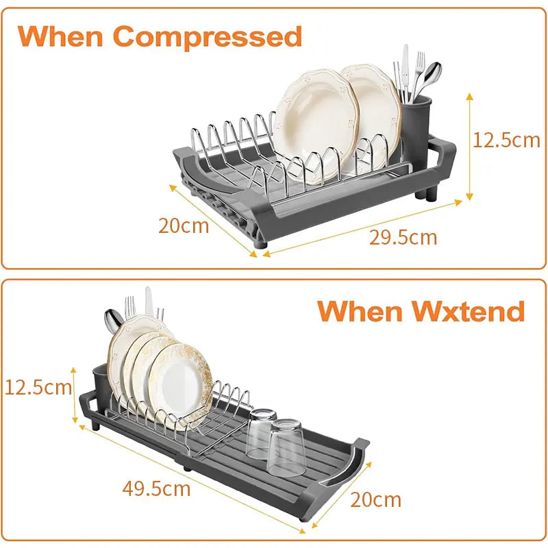 Expandable Dish Drying Rack with Cutlery Holder | Rust-Resistant Dish Drying Rack Axl