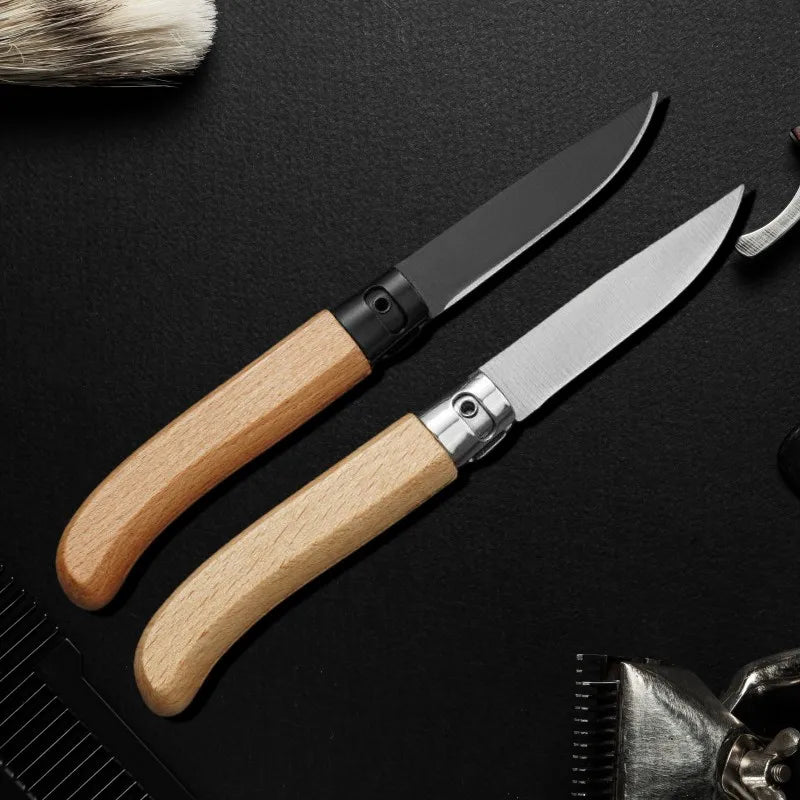 Stainless Steel Folding Knife – Wood Handle & Sheath Folding Pocket Knife Axl