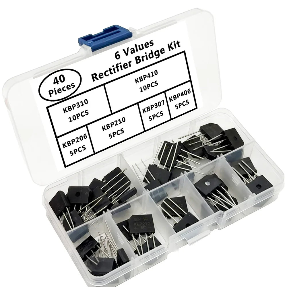 40-Piece KBP Rectifier Bridge Kit – 6 Values with Storage Box Rectifier Bridge Kit Axl