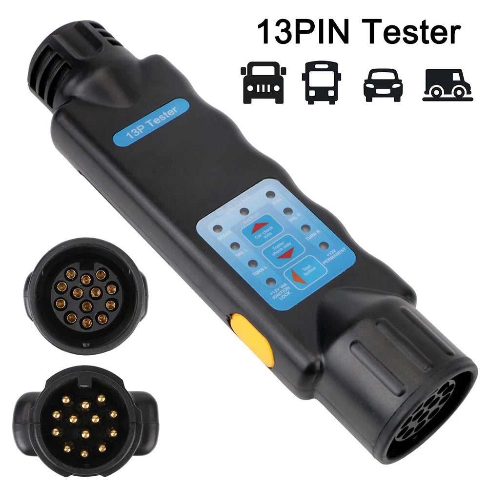 13-Pin Trailer Plug Socket Tester | Caravan Wiring Diagnostic Trailer Wiring Tester Axl black