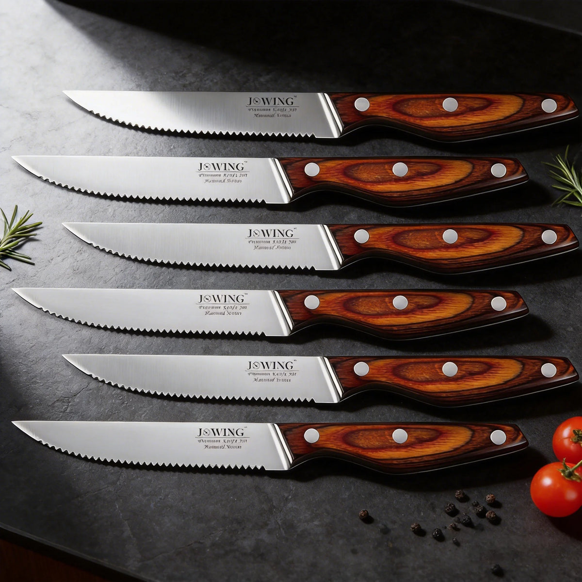 Steak Knife Set 2–8 Pc | Wood Handle & Stainless Steel Blade Steak Knife Set Axl