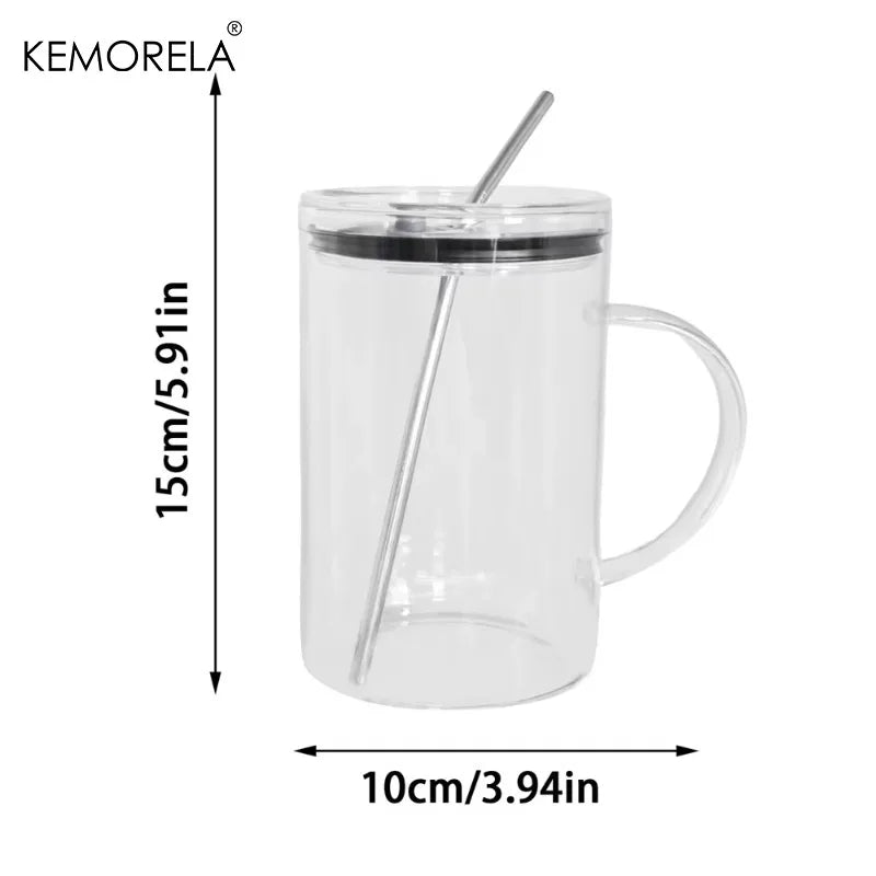 KEMORELA 1000ml Glass Tumbler with Lid & Straw | 1-2 Pack Glass Tumbler Axl