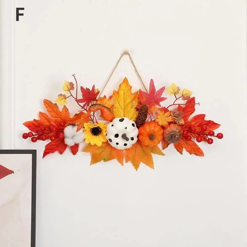 Halloween Maple Leaf Pumpkin Hanging Pendant – Fall Decor Holiday Wall Ornament Axl F