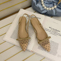Women's Butterfly-Knot Mesh Pointed Toe Flat Sandals Women's Flat Sandals Axl Apricot 35
