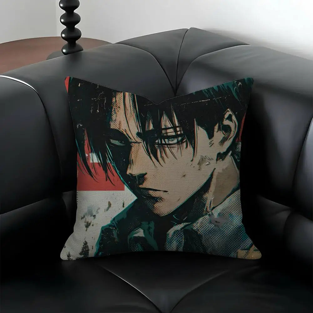 Levi Ackerman Linen Cushion Cover – Anime Pillow Decor Set Anime Cushion Cover Axl