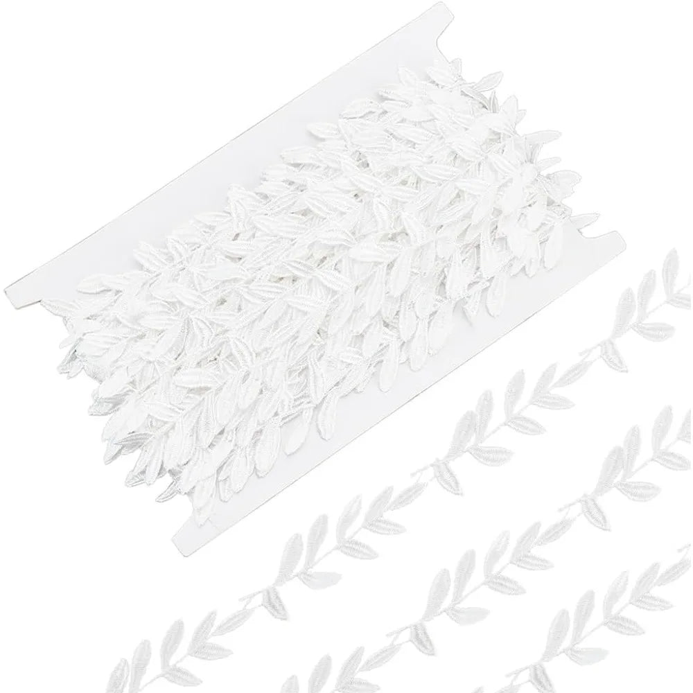 15 Yards White Leaf Lace Trim Ribbon – 1 Inch Polyester Craft Craft Lace Ribbon Axl AECH04-18116