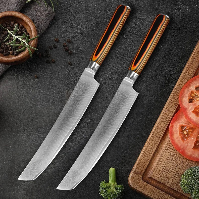 Damascus Steel Kiritsuke Chef Knife – 67-Layer Wood Handle Damascus Chef Knife Axl