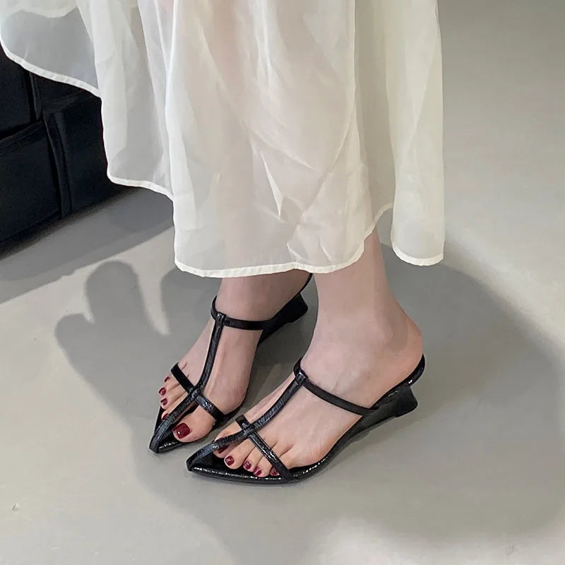 Women's Wedge Sandals – Pointed Toe High Heel Slip-On Shoes Wedge Sandals Axl