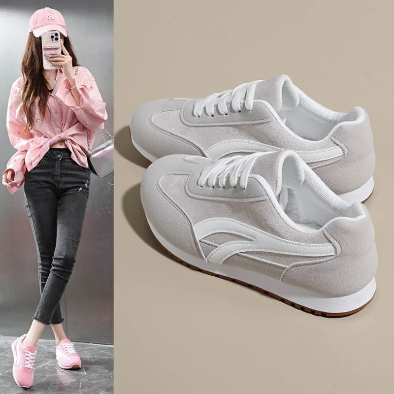 Women's Colorblock Leather Patchwork Trainers | Lightweight Flats Women's Flat Trainers Axl