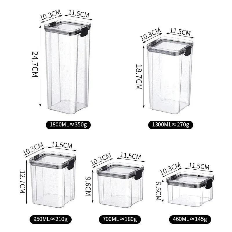 Airtight Transparent Food Storage Containers 460–1300ml Food Storage Containers Axl