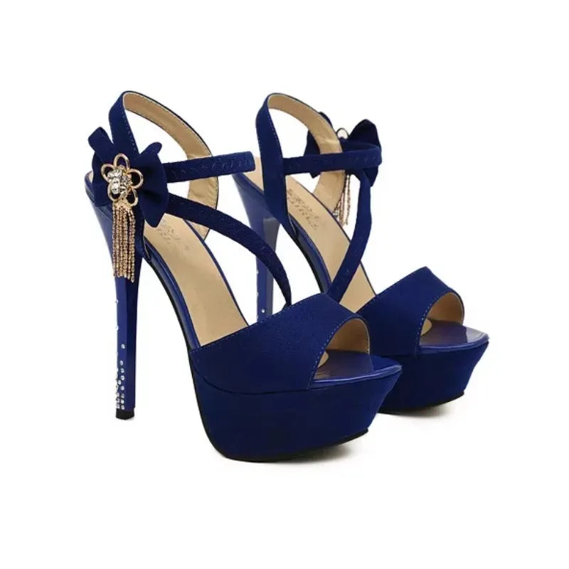 Women's Bow Platform Sandals – 14CM Stiletto Peep-Toe Heels Platform High Heels Axl