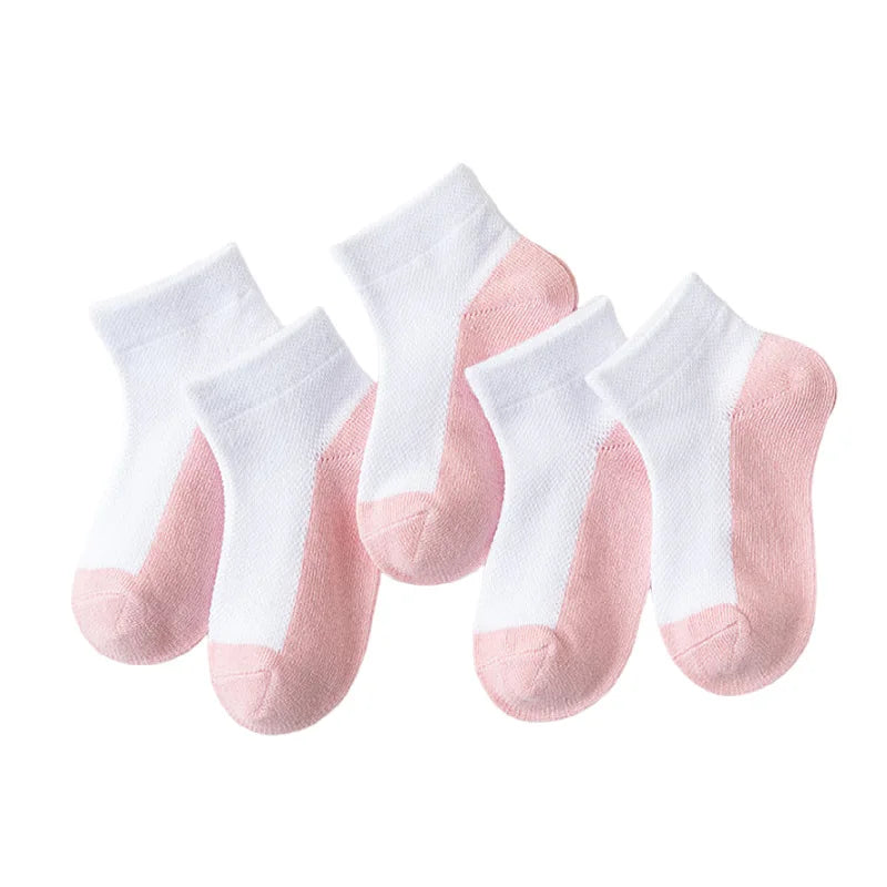6-Pack Kids Cotton Sports Socks – Breathable Crew Socks Ages 3–6 Kids Sports Socks Axl 5 pairs pink-1